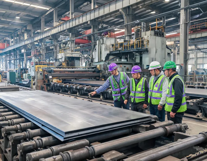 Steel mill team and plate production floor